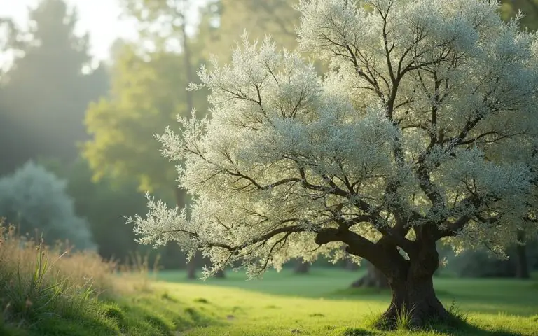 Illustration réaliste sur 5 espèces d'arbres à feuillage blanc : comment les identifier au jardin