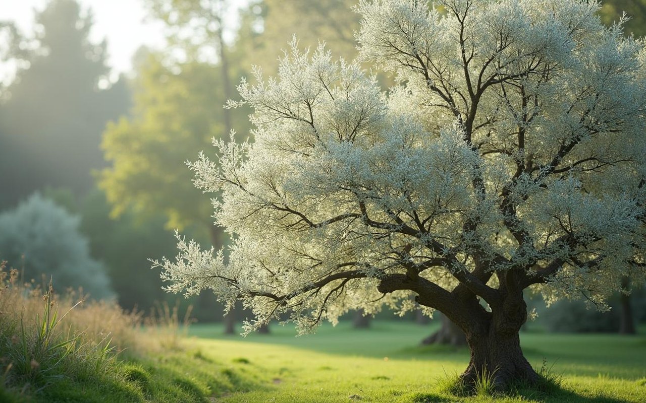Illustration réaliste sur 5 espèces d'arbres à feuillage blanc : comment les identifier au jardin