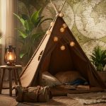 Chambre d'enfant sur le thème de l'aventure avec décoration inspirante et fonctionnelle.