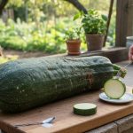 Test de goût d'une courgette géante pour vérifier l'amertume.