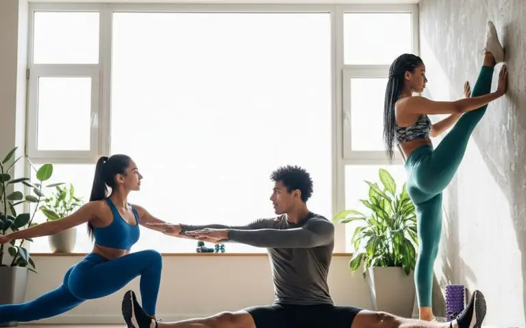 Vêtements de sport en spandex en action dans un environnement de fitness.
