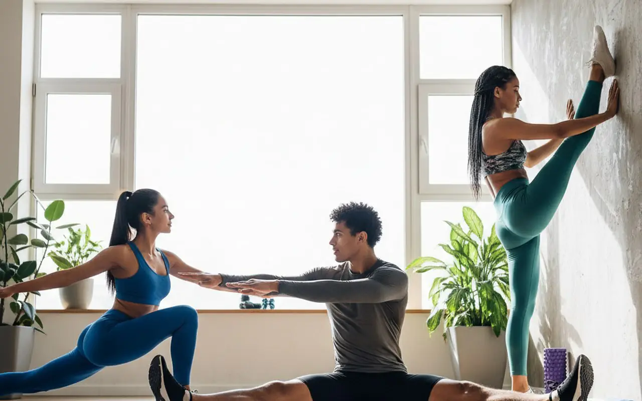Vêtements de sport en spandex en action dans un environnement de fitness.